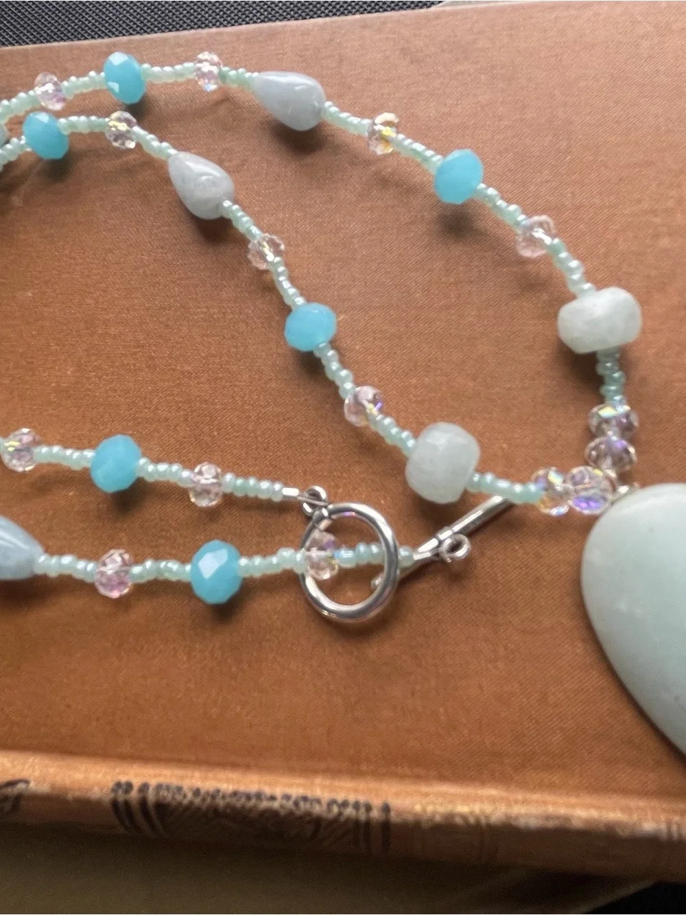 Handmade Mint Green Bead Necklace and Earring Set